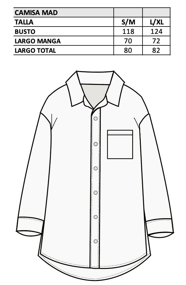 SIZE SPEC CAMISA MAD