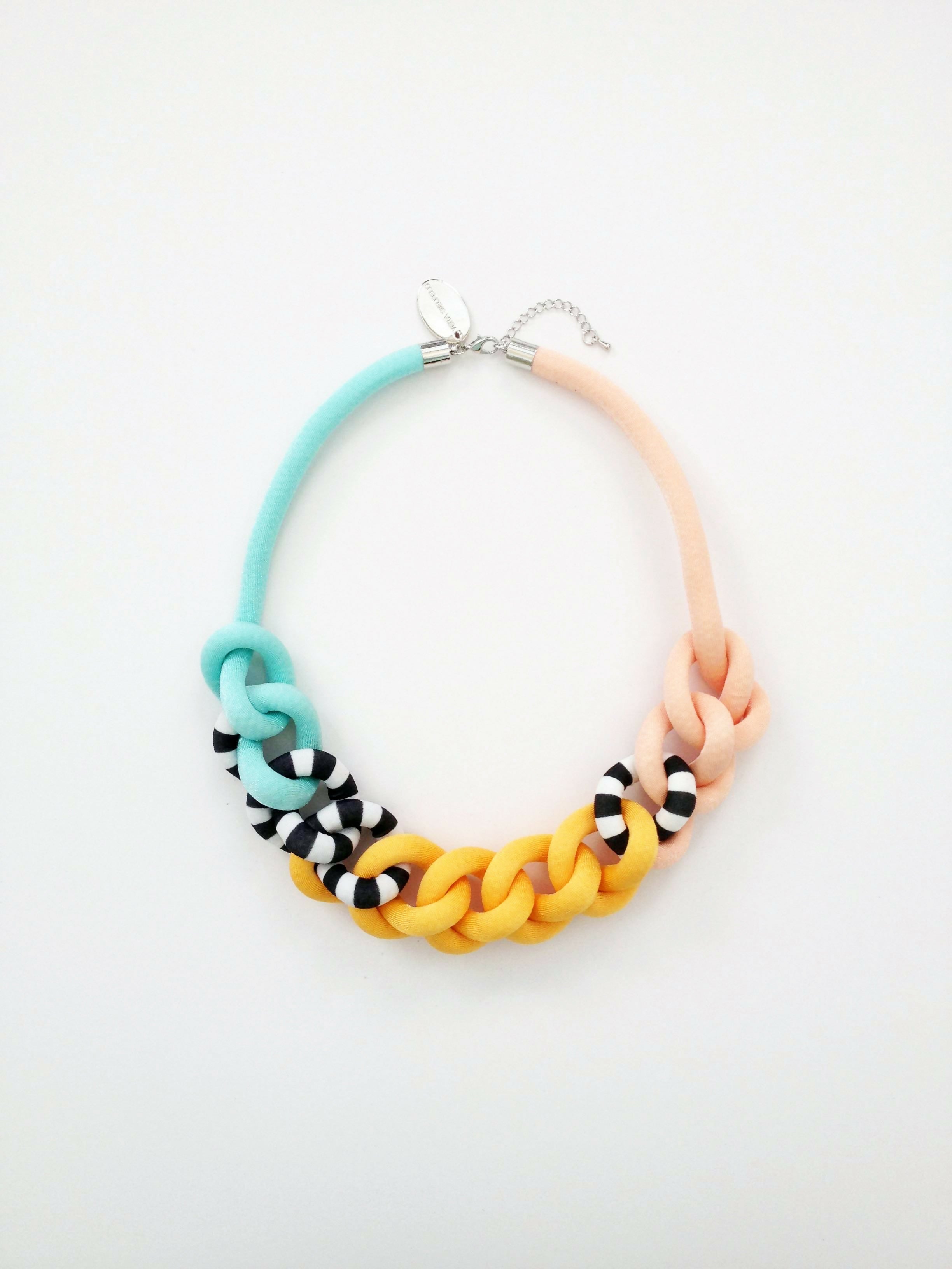 collar cadena damasco:amarillo:rayas:menta