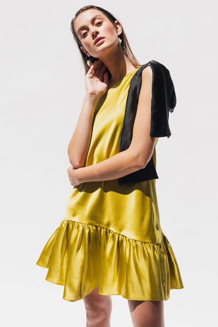 Vestido un hombro Anke pistacho